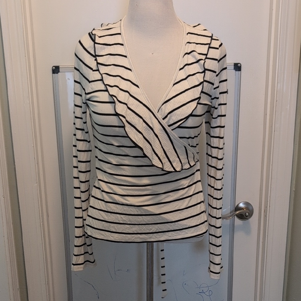 Red Haute Wrap-Front Long Sleeve Top